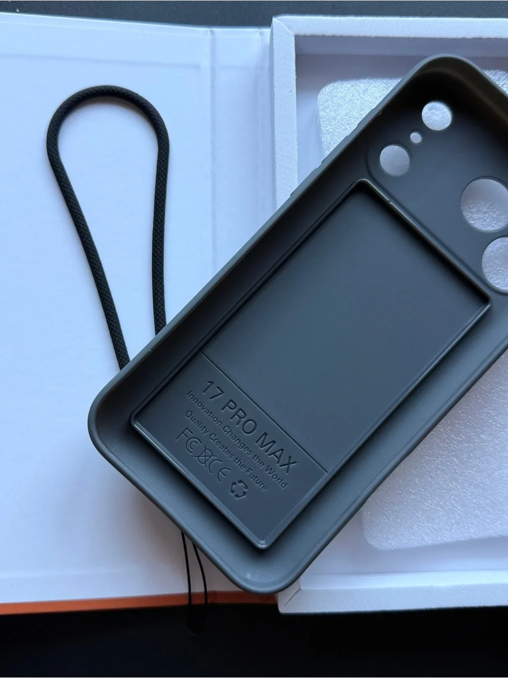 Apple Gray Silicone Phone Case with Black Wrist Strap -iPhone Pro Max 17